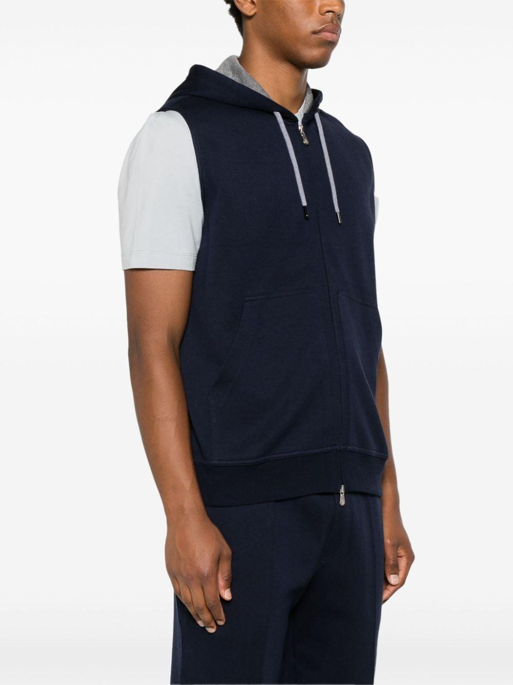 BRUNELLO CUCINELLI Sleeveless Hoodie In Blue Product Image