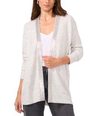 Vince Camuto Womens Open-Front Rhinestone-Trim Cardigan Product Image