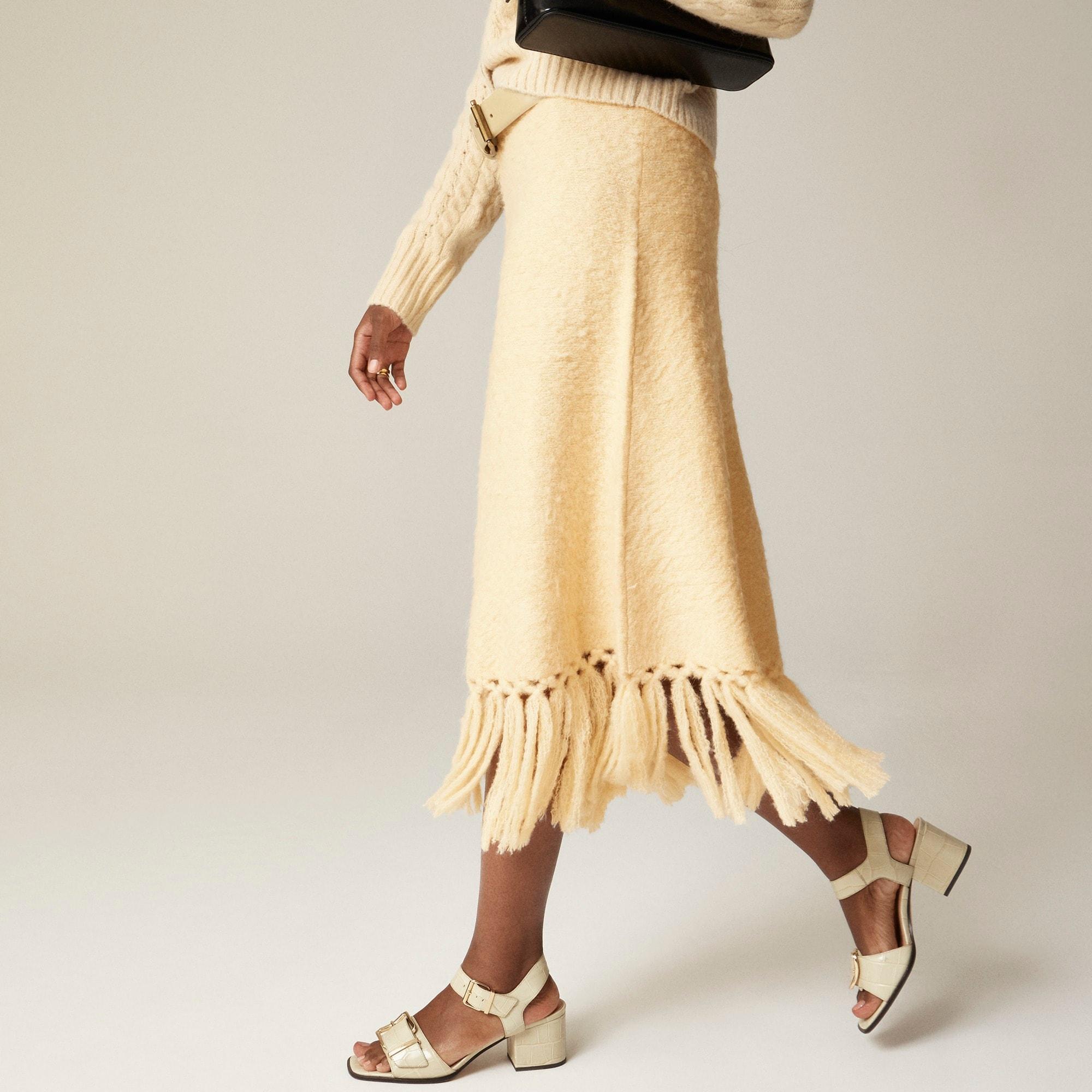 Fringe-trim sweater-skirt Product Image