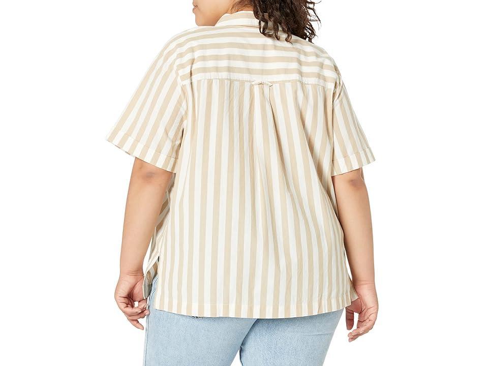 Madewell Plus Signature Poplin Short-Sleeve Button-Down Shirt in Leray Stripe (June Even Stripe Seed ) Women's Clothing Product Image