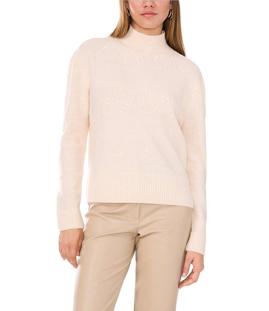 Vince Camuto Sequin Mock Neck Long Sleeve Pullover Sweater Product Image