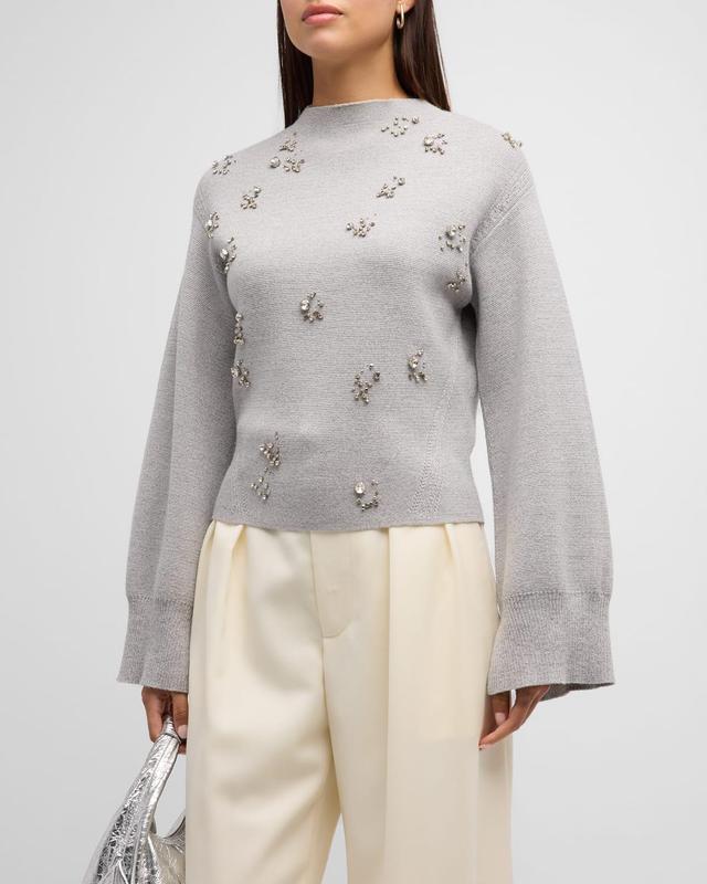 Womens Embellished Merino Wool Sweater Product Image