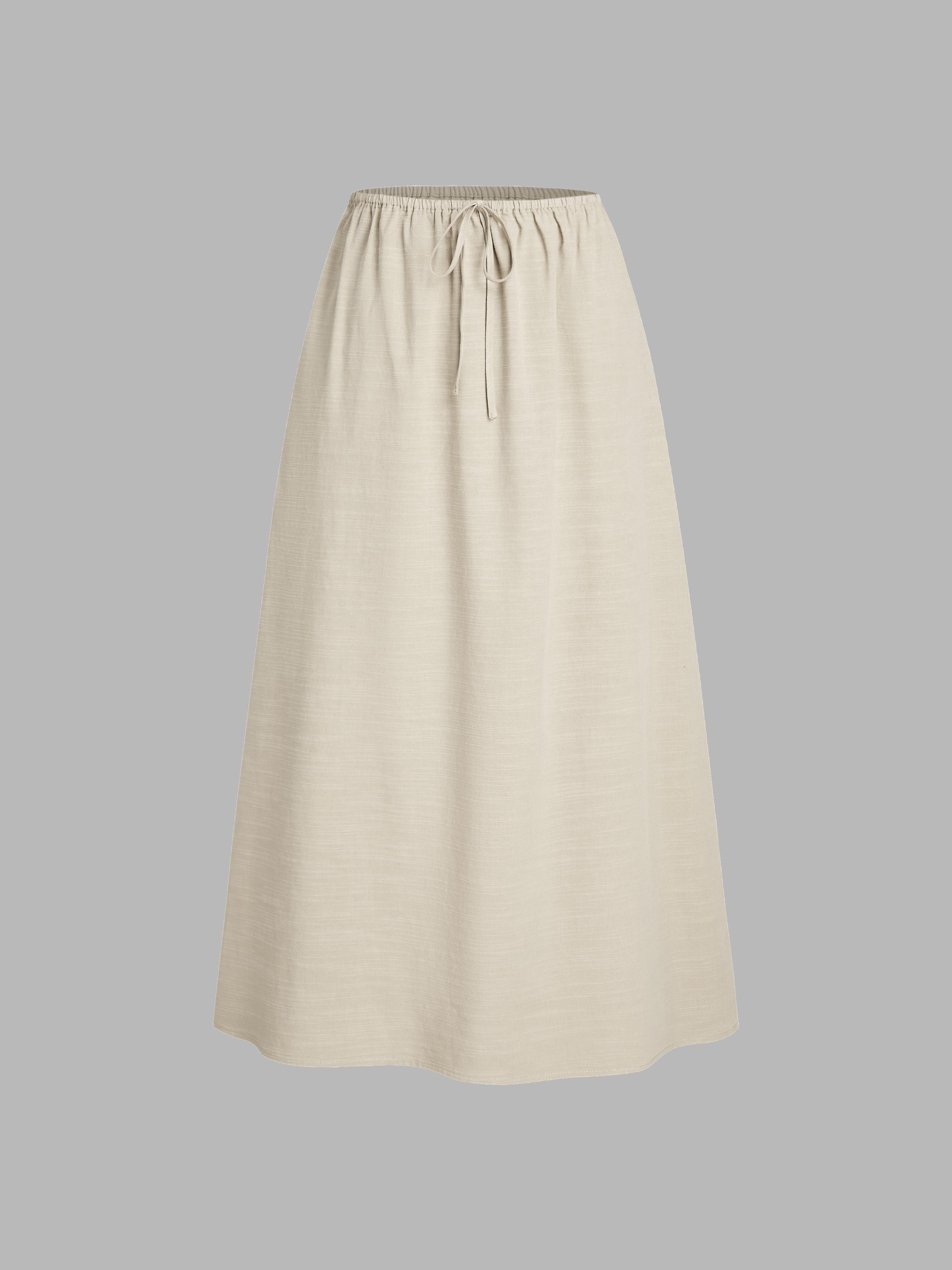 Linen-blend High Rise Solid Pocket Maxi Skirt Product Image