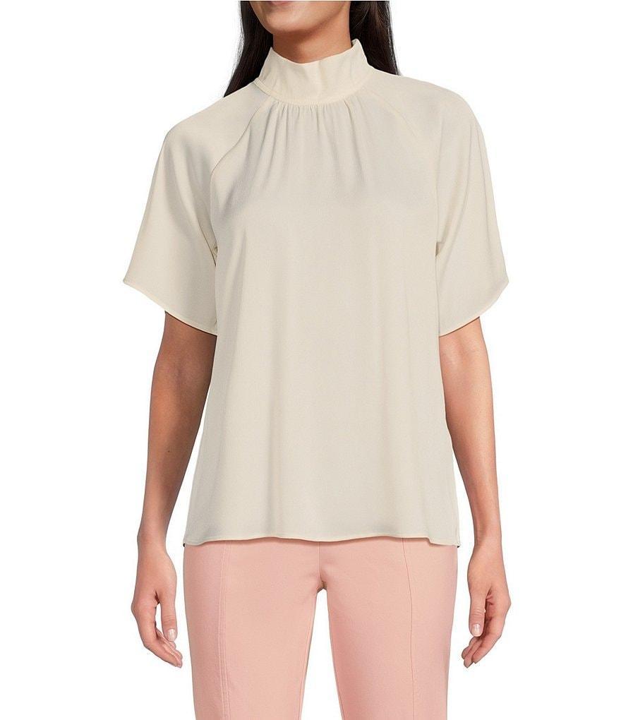 Calvin Klein Mock Neck Short Sleeve Blouse Product Image