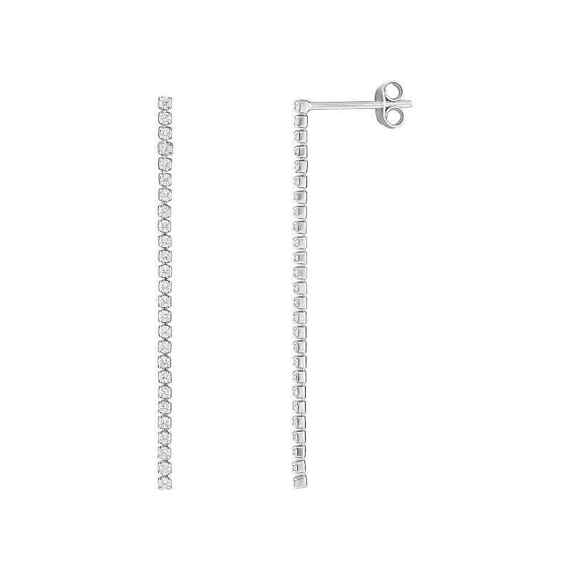 PRIMROSE Sterling Silver Cubic Zirconia Linear Drop Earrings, Womens, Grey Product Image