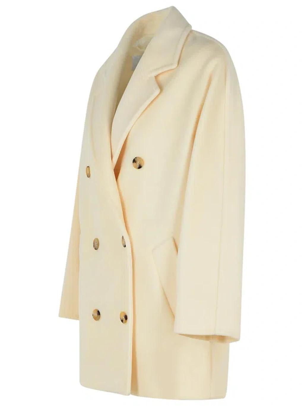 MAX MARA 'rebus' White Virgin Wool Coat Women Product Image