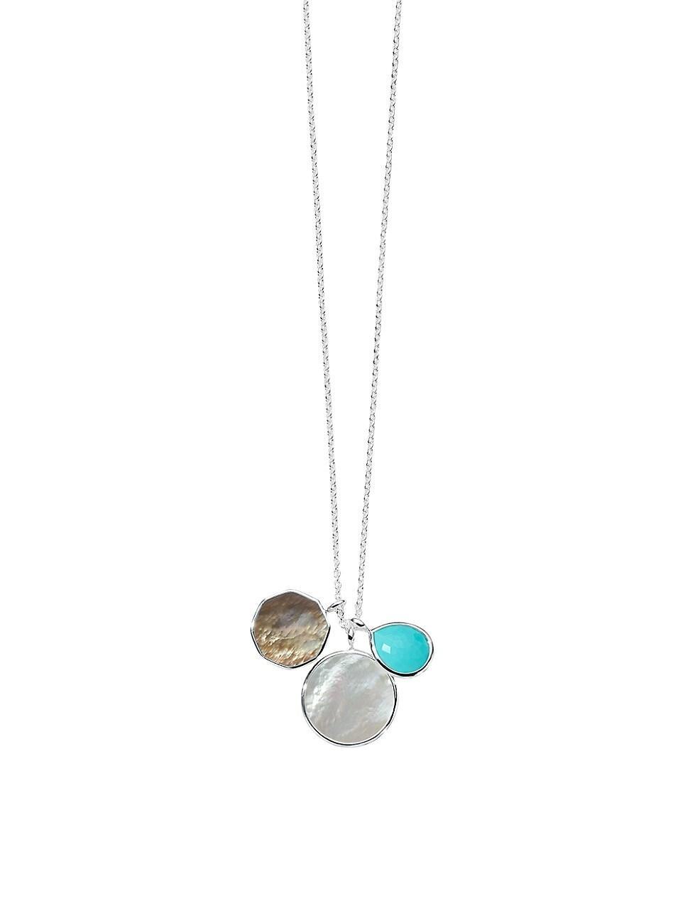 Womens Polished Rock Candy Isola Sterling Silver, Turquoise & Mother-of-Pearl Pendant Necklace Product Image