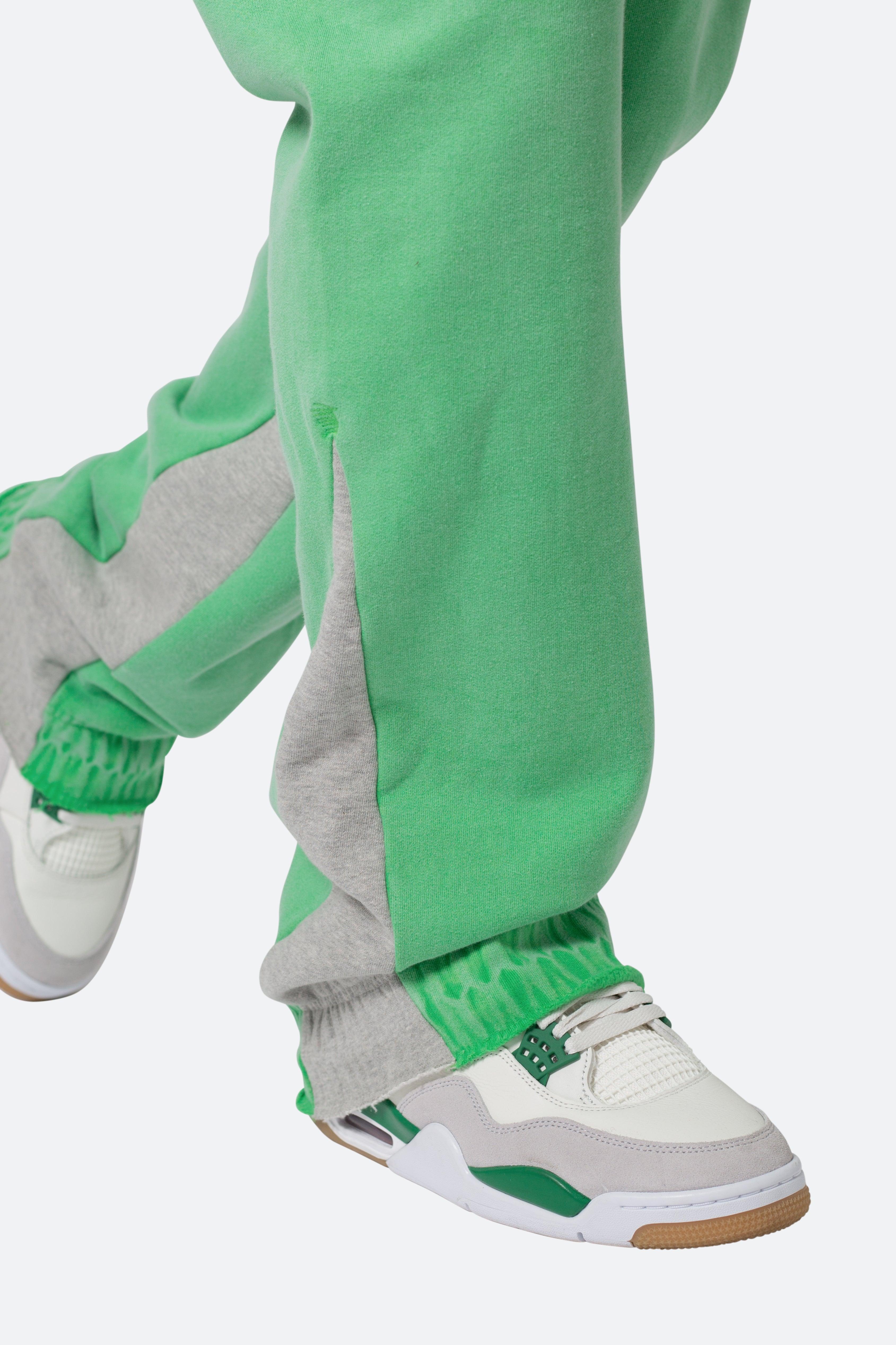 Patched Contrast Bootcut Sweatpants - Green Product Image