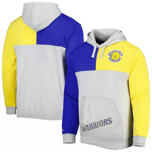 Mens Mitchell & Ness Heather Gray Golden State Warriors Tie-Breaker Pullover Hoodie Product Image