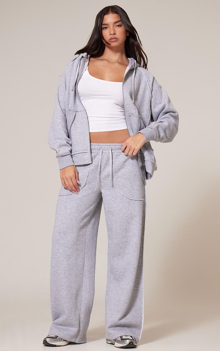 Grey Marl Exposed Seam Detail Wide Leg Joggers product image