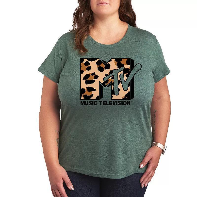 Plus MTV Leopard Art Graphic Tee, Womens Product Image