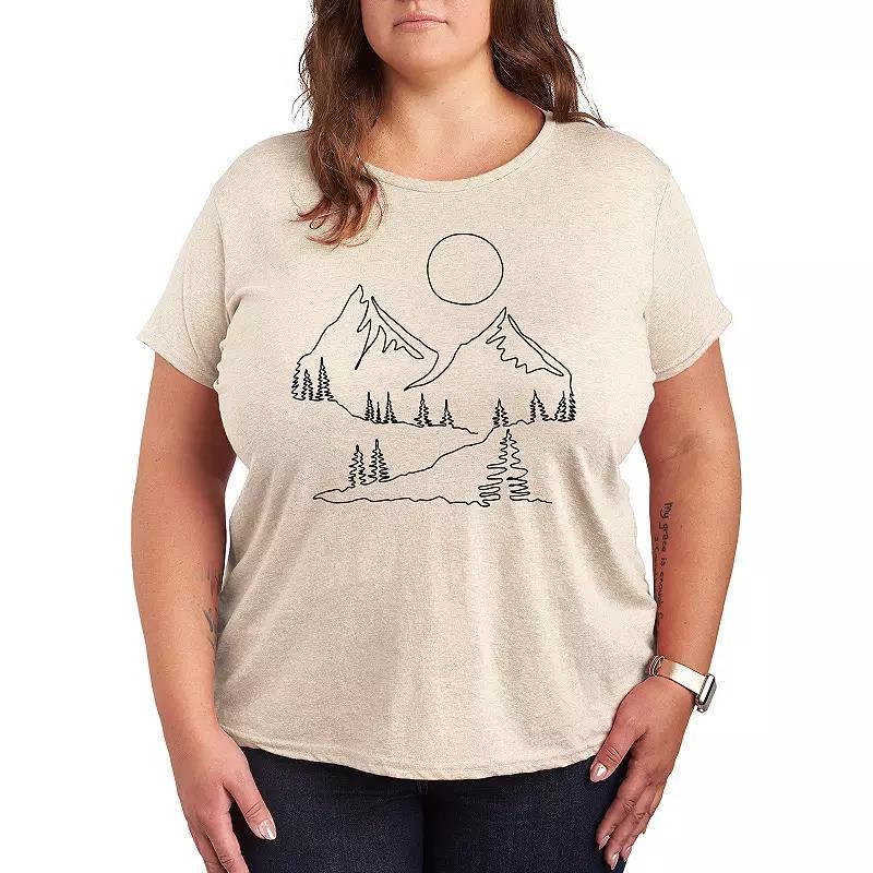 Plus Mountain Line Drawing Graphic Tee, Womens Product Image