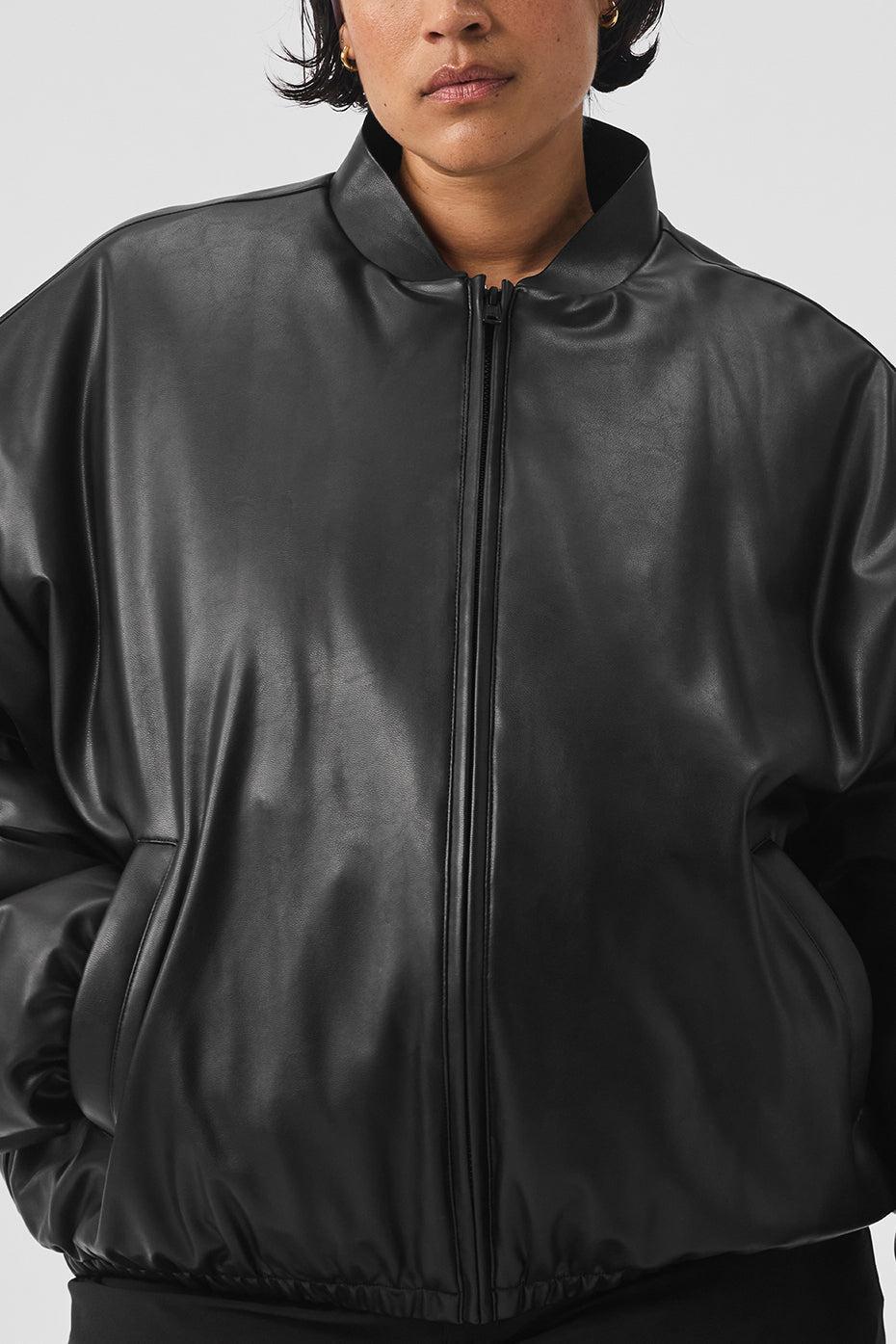 Faux Leather Premier Bomber - Black Female Product Image