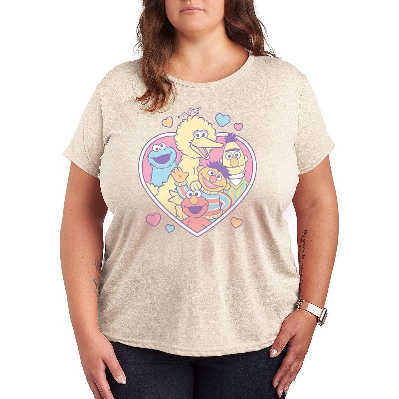 Plus Sesame Stree Group Heart Graphic Tee, Womens Product Image