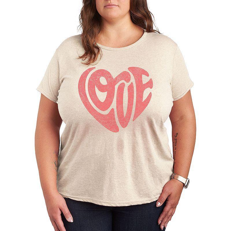 Plus Love Heart Graphic Tee, Womens Beig/Green Product Image