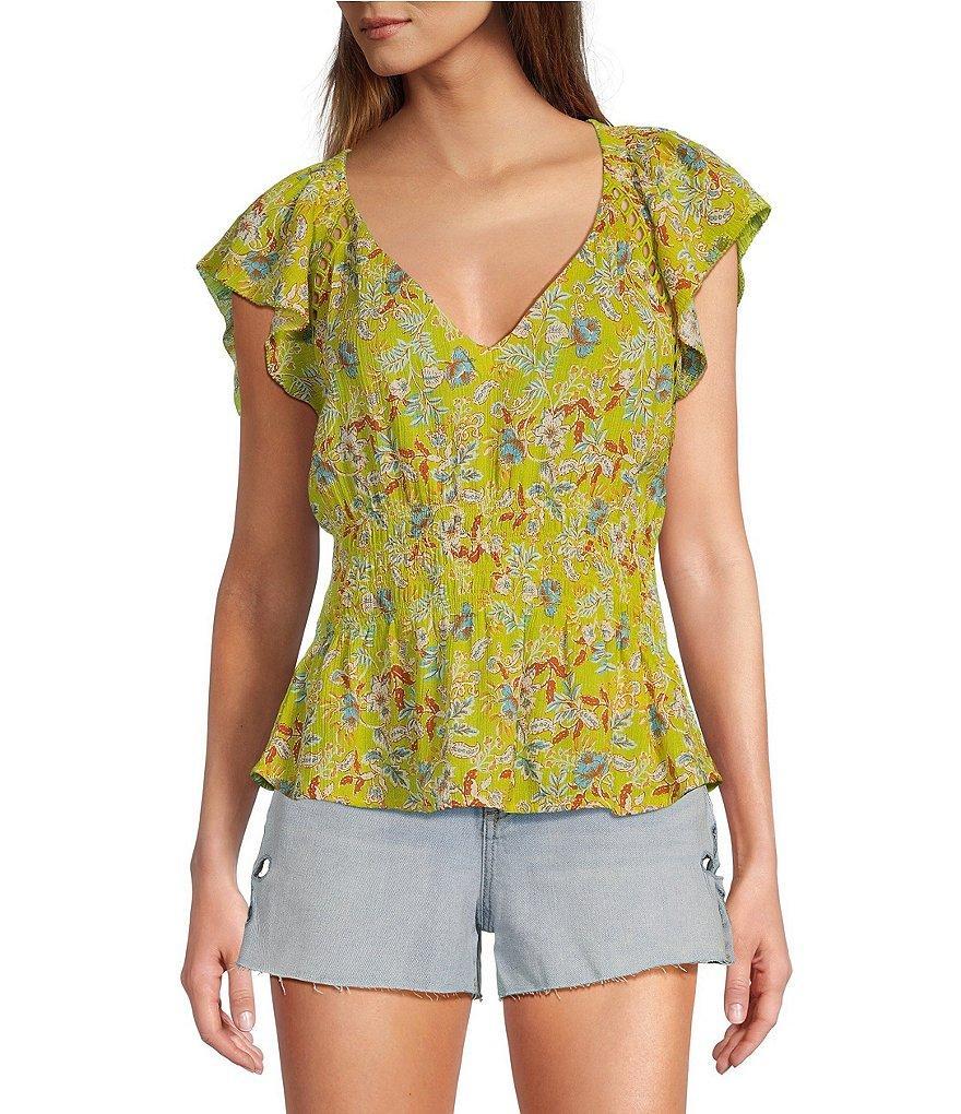 Sam Edelman Nyra V-Neck Flutter Cap Sleeve Top Product Image