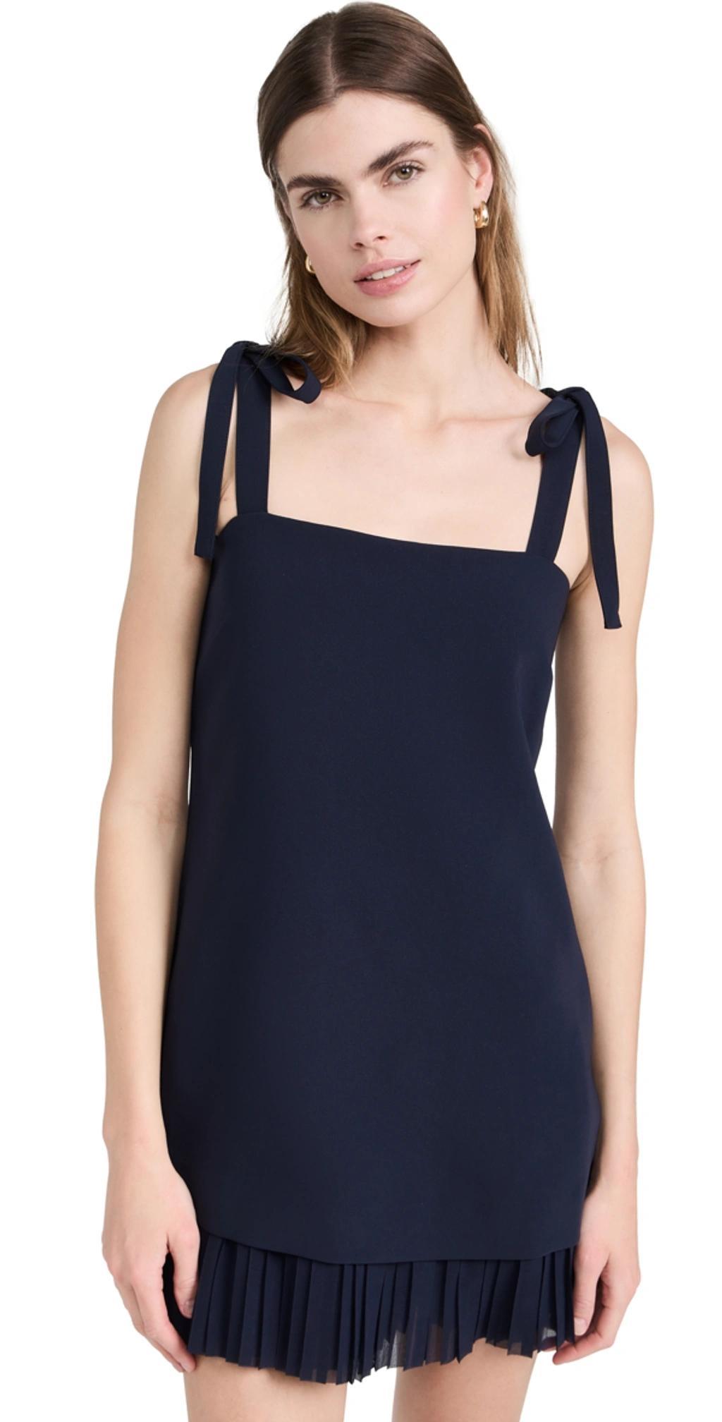 Imani Square-neck Ruffle-hem Sleeveless Crepe Mini Dress In Navy Product Image