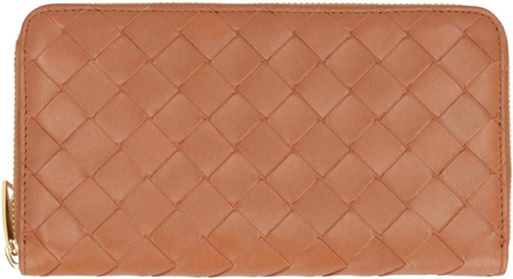 Intrecciato Zip-around Wallet In Brown Product Image