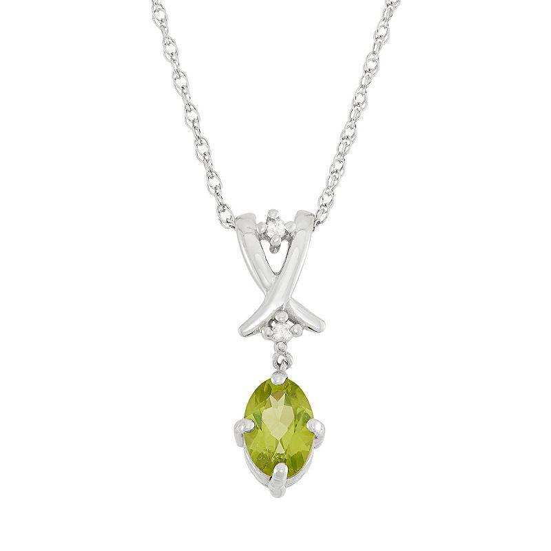 Jewelexcess Peridot & Diamond Accent Sterling Silver Pendant Necklace, Womens Green Product Image