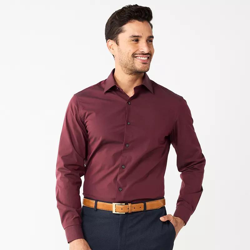 Mens Apt. 9 Premier Flex Solid Slim-Fit Wrinkle Resistant Dress Shirt Red Product Image