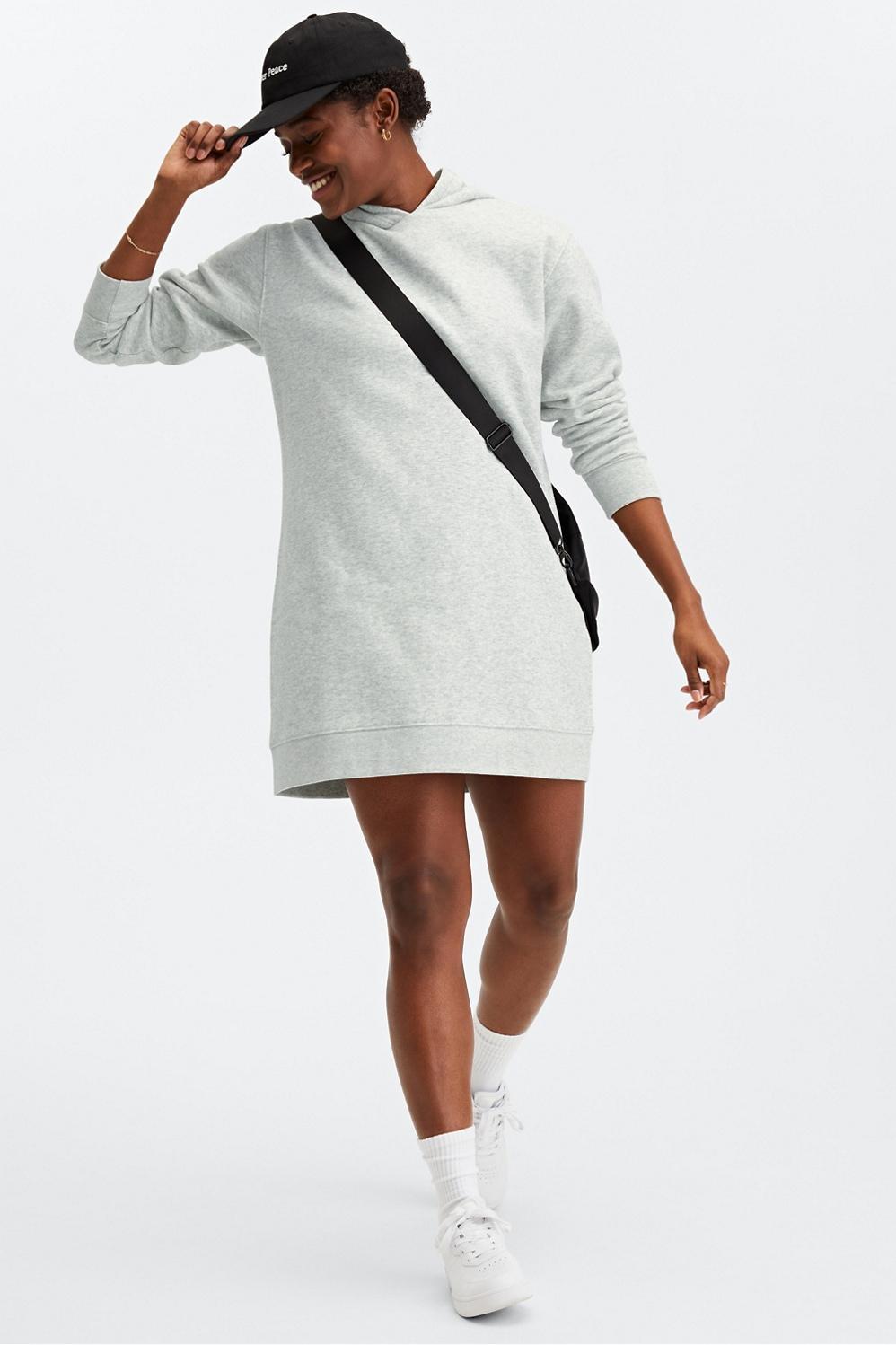 Fabletics April Hooded Dress Womens Light Grey Heather plus Size 4X Product Image