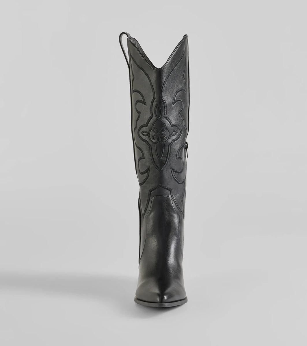 Western Standoff Faux Leather Cowboy Boots product image