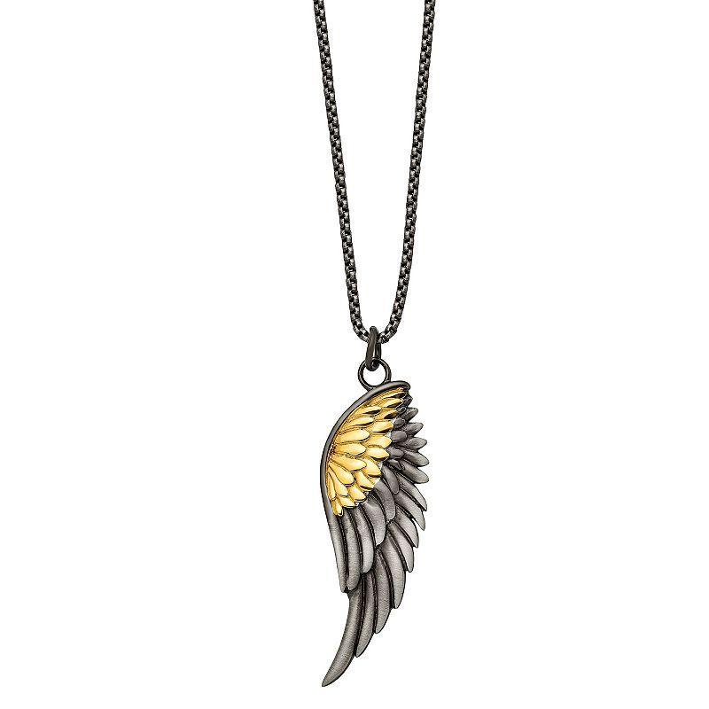 Mens Stainless Steel Wing Pendant Necklace Yellow Product Image