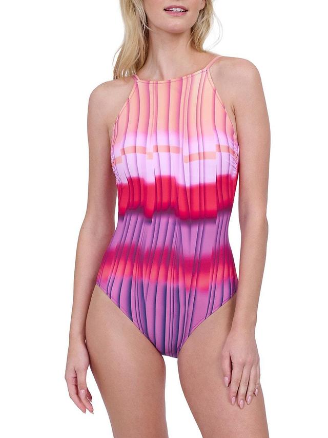 Womens Gold Hour Printed One-Piece Swimsuit Product Image