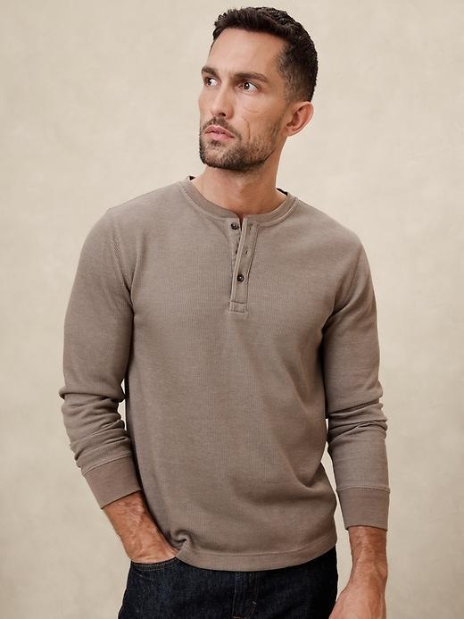 Waffle Knit Thermal Henley Product Image