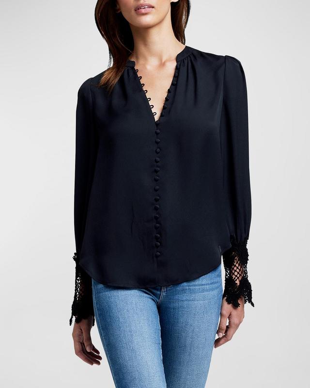 Womens Ava Lace Cuff Blouse Product Image