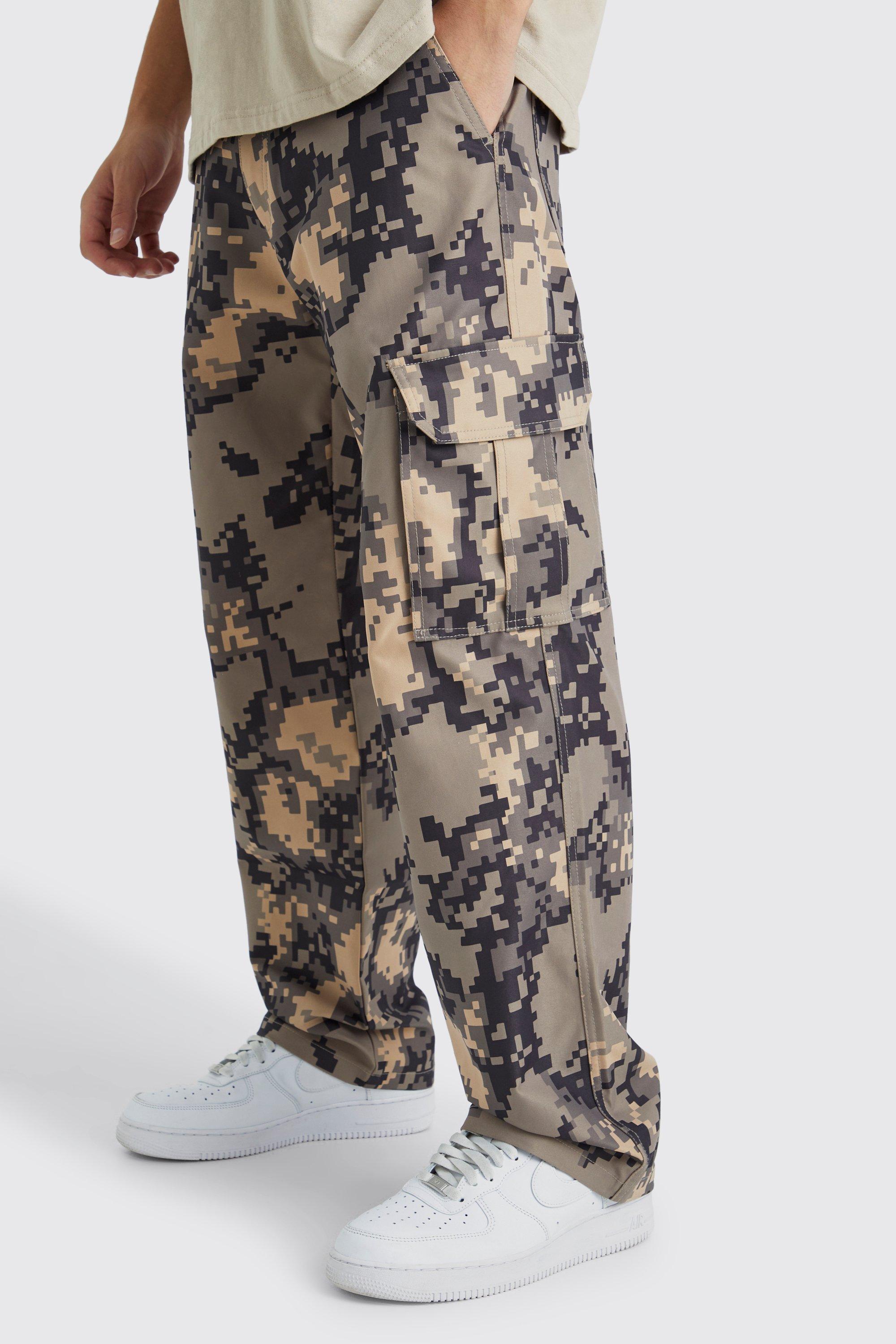 Relaxed Pixelated Camo Cargo Pants | boohooMAN USA Product Image