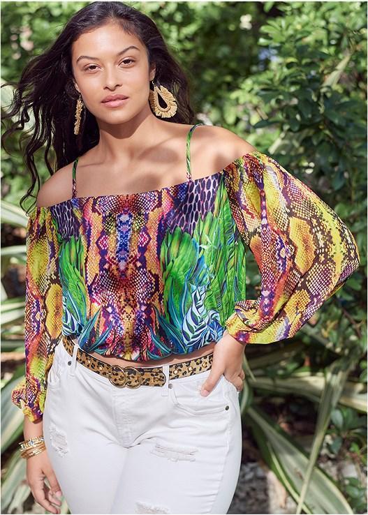 Printed Cold-Shoulder Top Product Image