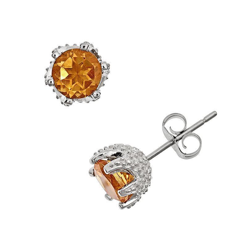 Celebration Gems Sterling Silver Citrine Stud Earrings, Womens, Orange Product Image