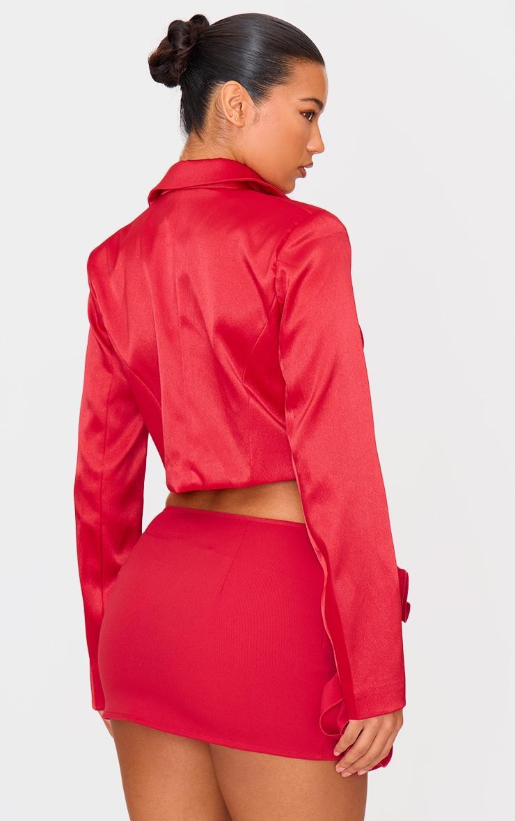 Red Glitter Tailored Cropped Blazer Product Image