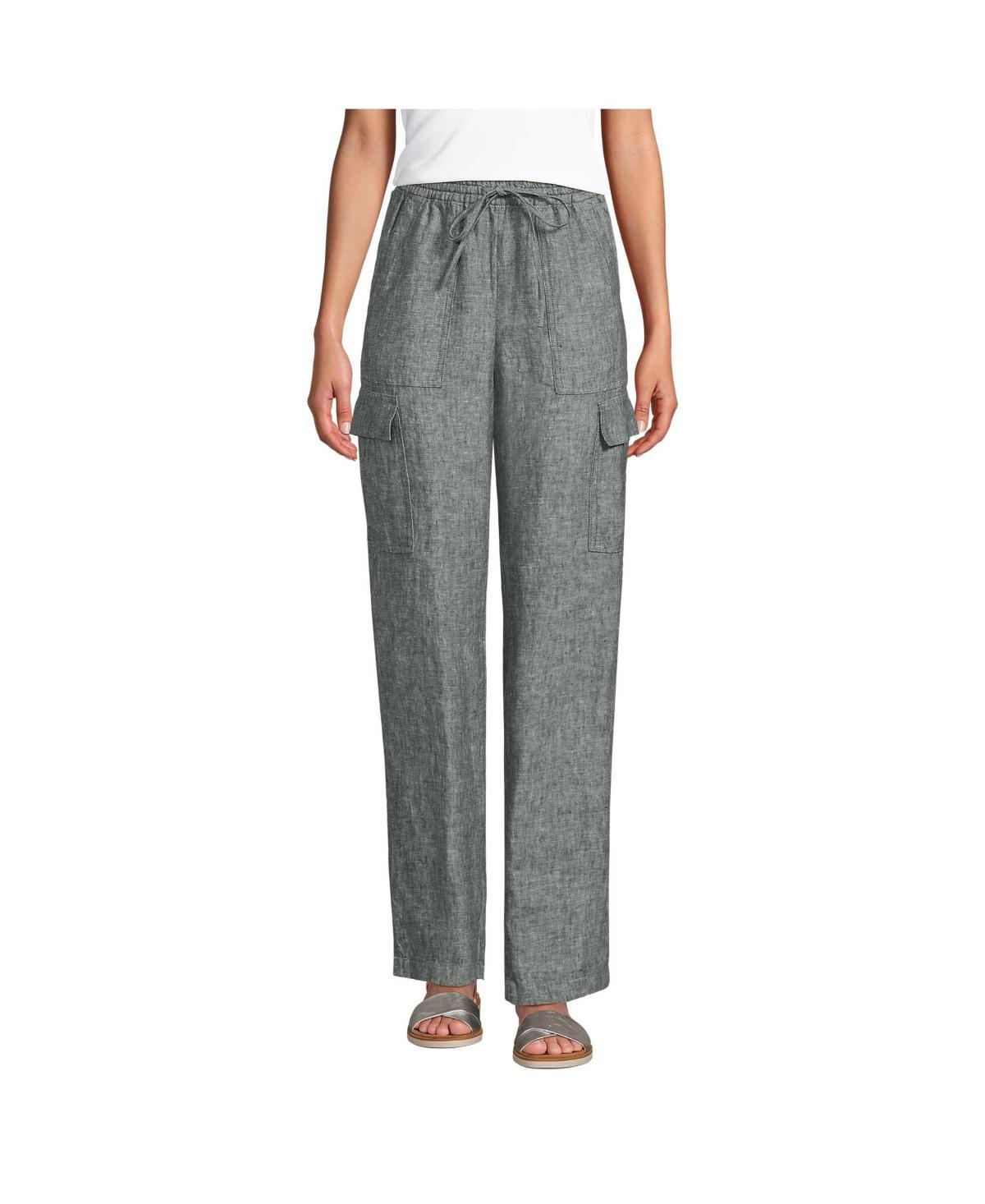 Womens Lands End High-Rise Pull-On Linen Cargo Pants product image