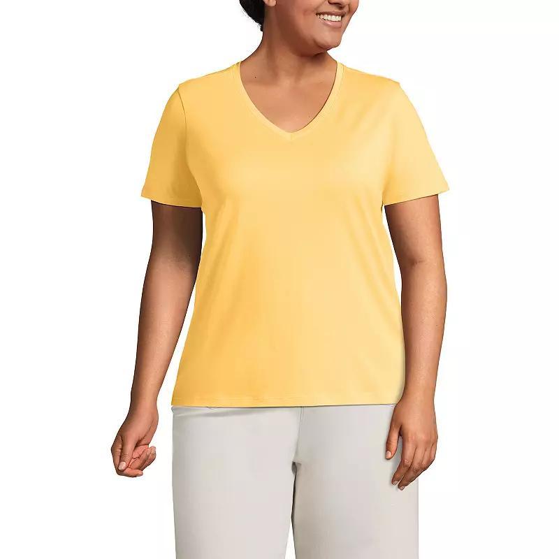 Plus Size Lands End Relaxed-Fit Supima Cotton V-Neck Tee, Womens Soft Brown Product Image