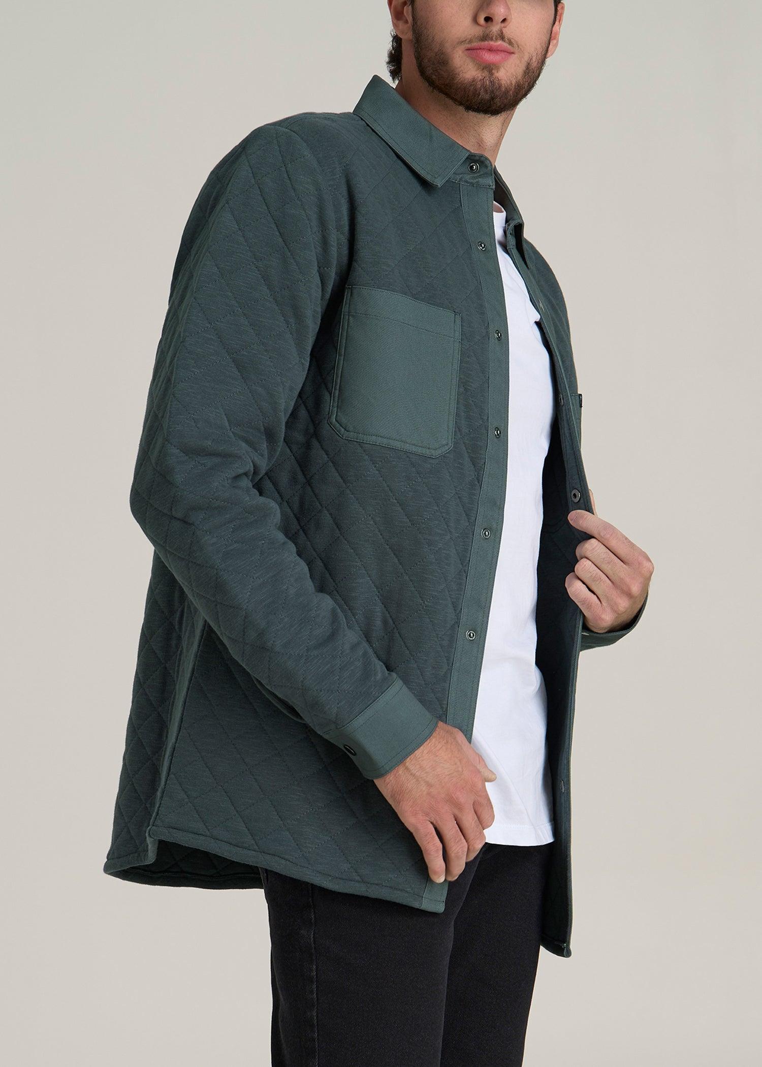 Quilted Shacket for Tall Men in Soft Green Male Product Image