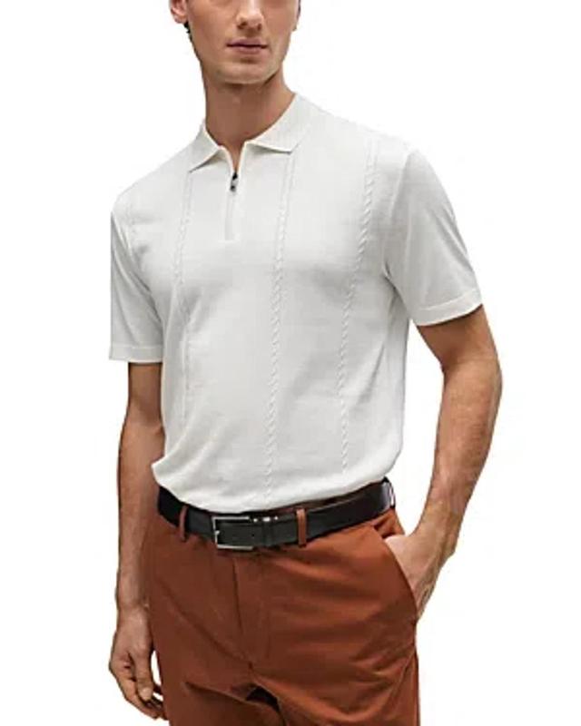 HUGO BOSS Parkau Regular Fit Quarter Zip Polo Shirt In Open White Product Image