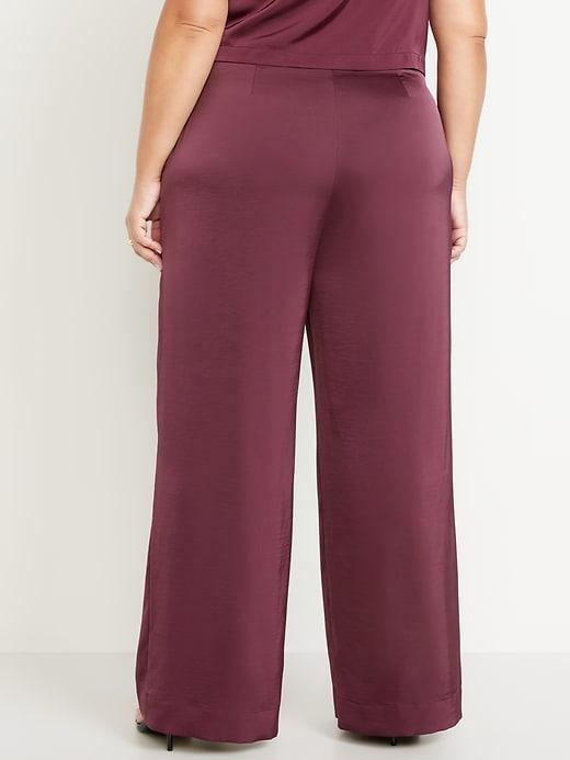 High-Waisted Satin Super Wide-Leg Pants Product Image