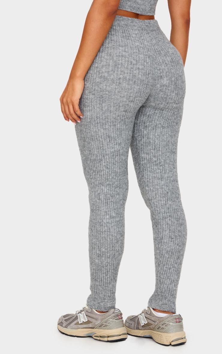 Petite Grey Marl Rib Knit Leggings Product Image