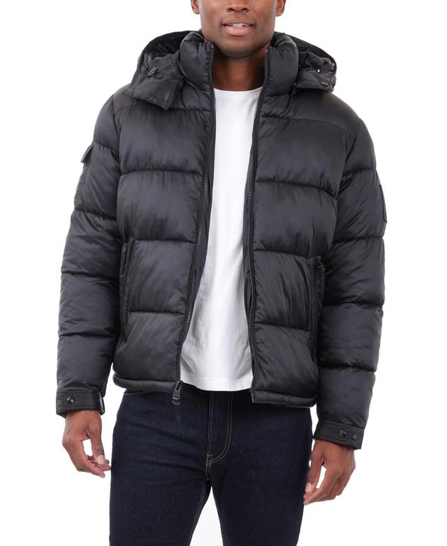 Michael Kors Mens Heavyweight Metallic Finish Hooded Puffer Jacket Product Image