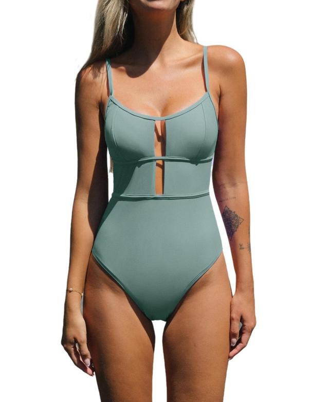 Cupshe Womens Cutout Tie Back One Piece Swimsuit - Light Product Image