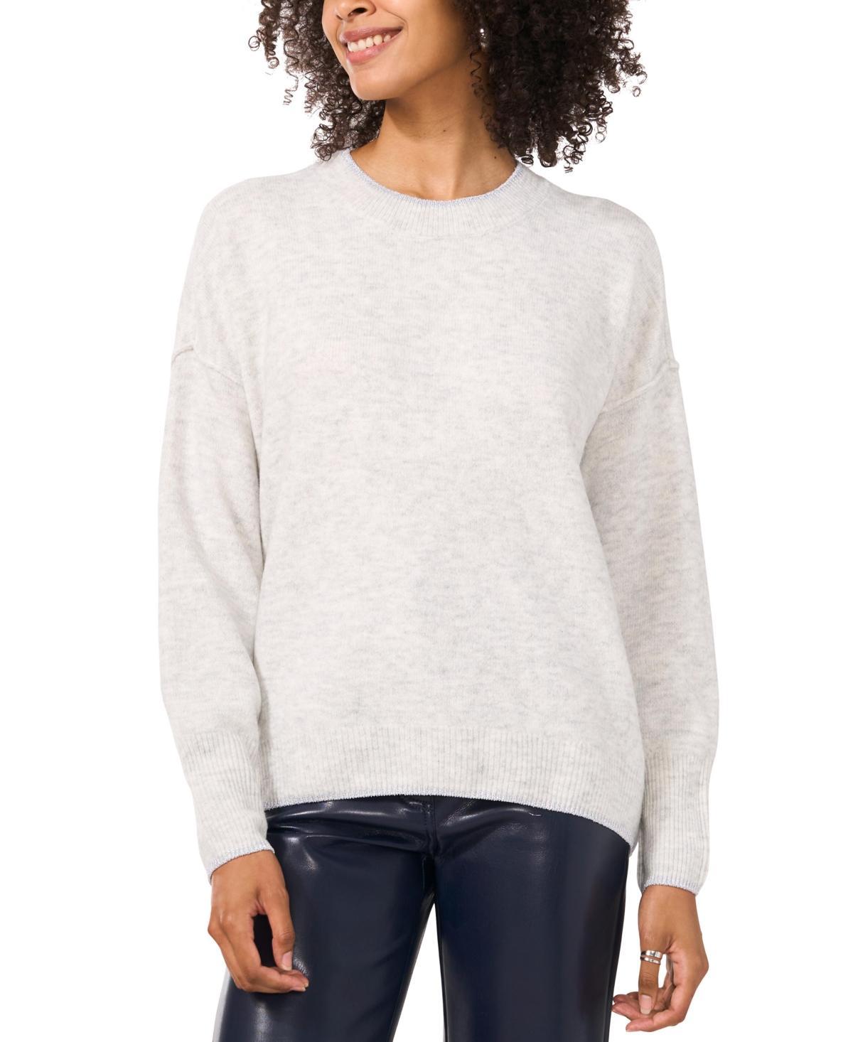 Vince Camuto Womens Metallic-Trim Crewneck Sweater Product Image