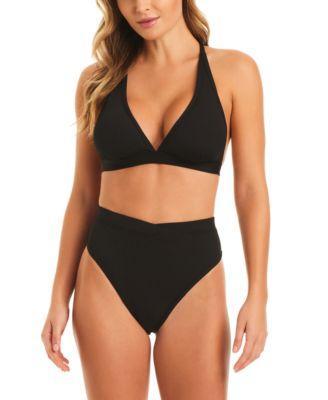 Women's Tied Cross-Back Bikini Top & High-Waist Bottoms Product Image