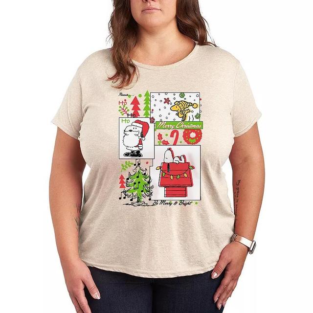 Plus Size Peanuts Snoopy & Woodstock Merry Christmas Graphic Tee, Womens Product Image