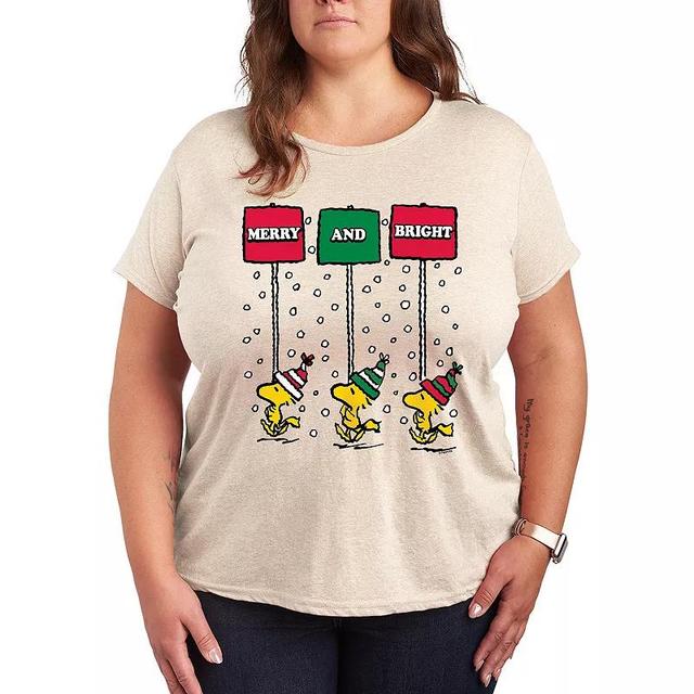 Plus Size Peanuts Woodstock Merry & Bright Graphic Tee, Womens Product Image