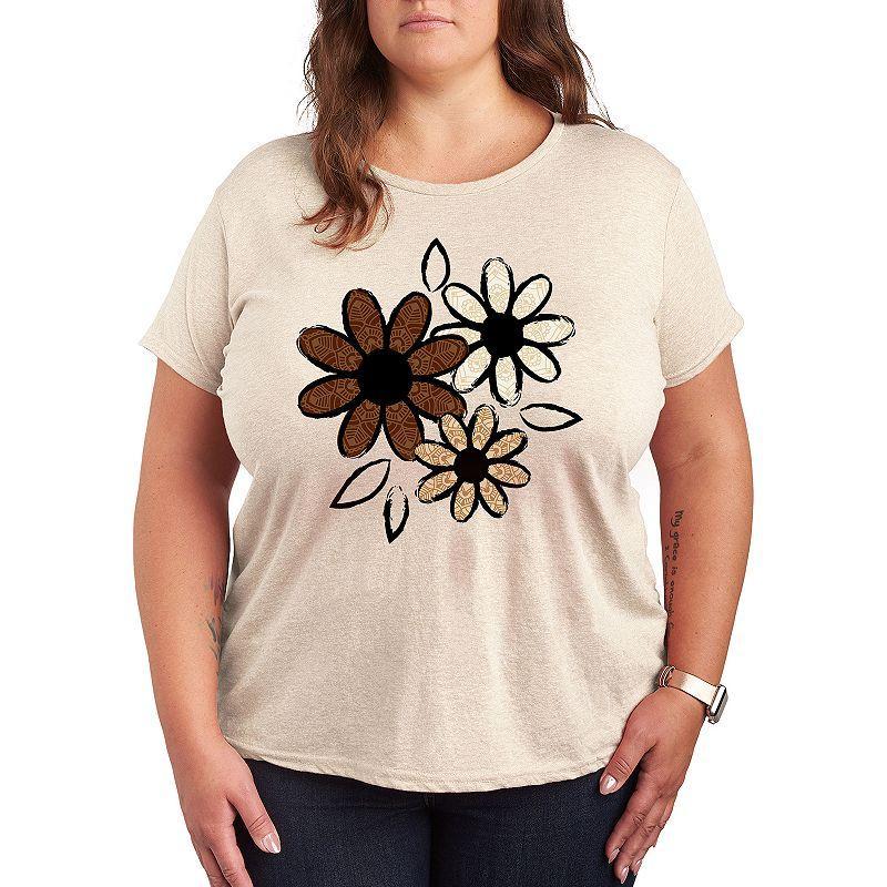 Plus Patterned Flowers Graphic Tee, Womens Product Image