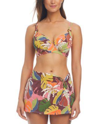 Bleu By Rod Beattie Womens Printed Underwired Bikini Top Draped Skirted Hipster Bottoms Product Image