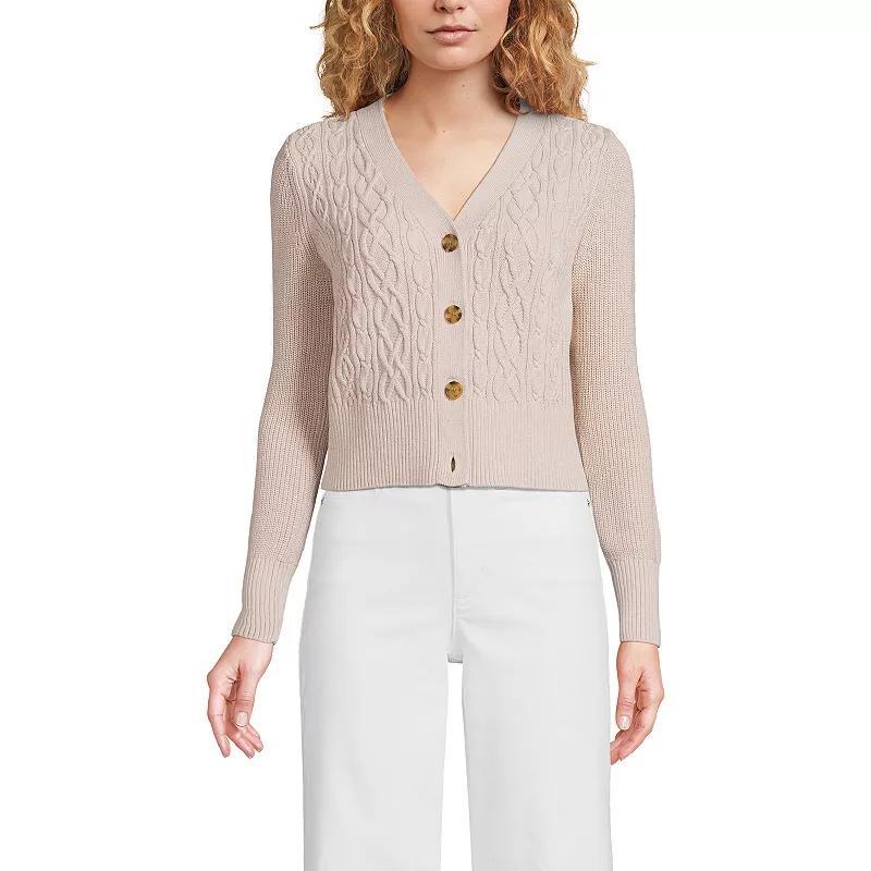 Womens Lands End Drifter Cable Cardigan Sweater Product Image