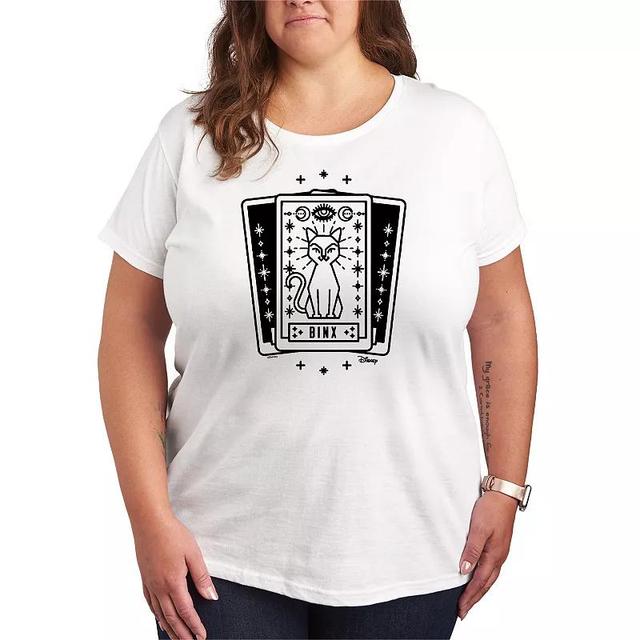 Disneys Hocus Pocus Binx Plus Size Tarot Card Graphic Tee, Womens Grey Gray Product Image